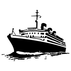 Obraz premium cruise ship black silhouette logo svg vector, cruise ship icon illustration.