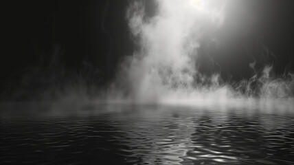 Night Fountain amidst Misty Sky