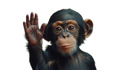 Chimpanzee Raising Hand Toward Camera