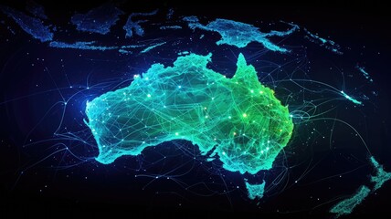 mobile network wires elegantly entwine the Australia and Oceania