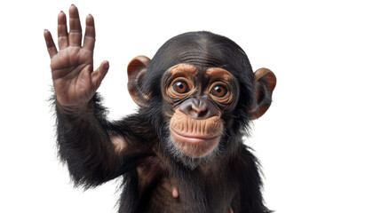 Chimpanzee Raising Hands in the Air