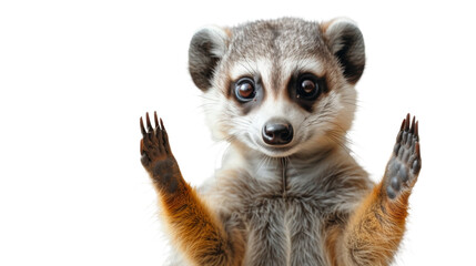 Raccoon Standing With Arms Raised