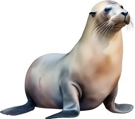 Fototapeta premium Sea lion, Watercolor painting of Sea lion.