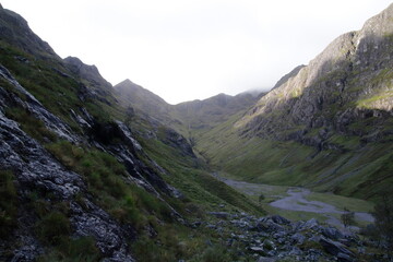Glencoe on the trail to the Lost Valley,scottish highlands