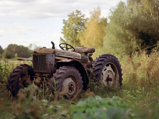 Old tractor left unused at village outskirts