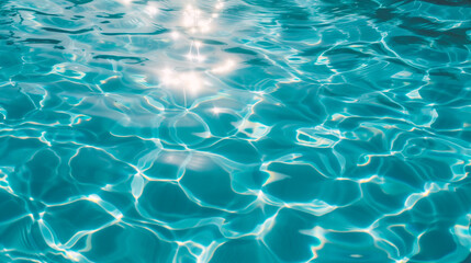 Obraz premium Blue water surface with sun reflection in swimming pool. Abstract background.