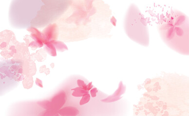Fototapeta na wymiar 桜の水彩画　ふわふわ優しい手描き風イラスト