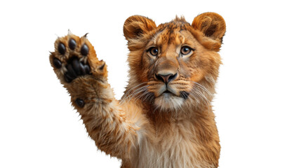 Small Lion Cub With Paws Raised