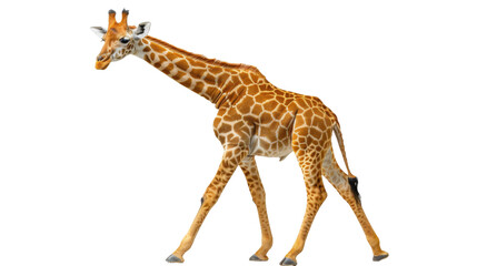 A Giraffe Walking on White Background