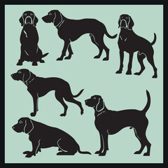 American Coonhound Dog Silhouette, silhouettes of dogs