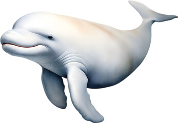 Beluga whale, Watercolor painting of Beluga whale