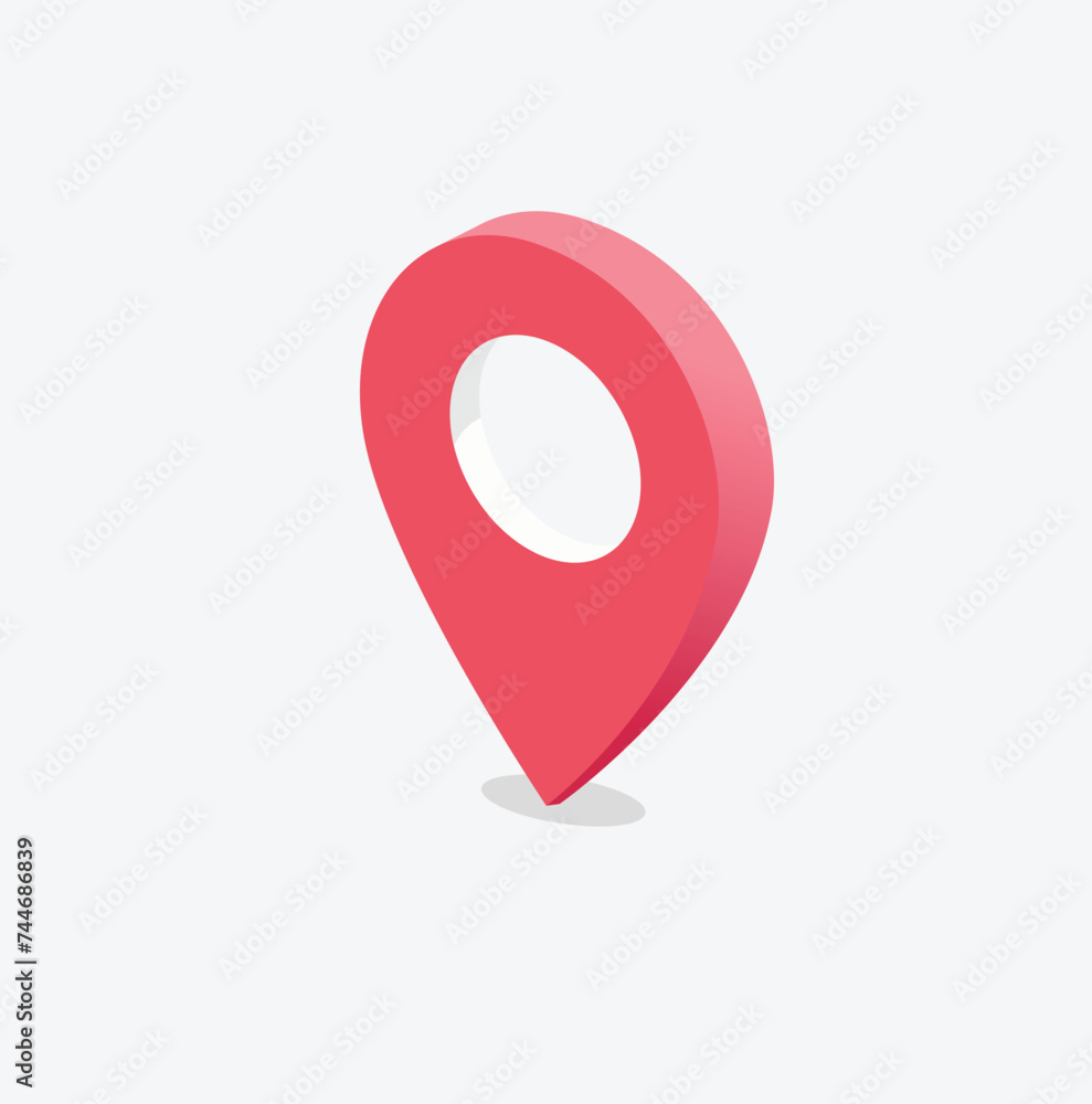 Poster red pin for maps and navigation systems to mark current location. icon design in perspective. vector