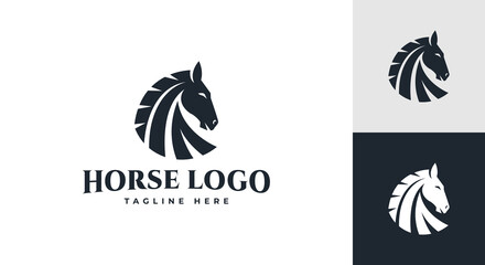 horse logo vector illustration, horse head silhouette logo template - obrazy, fototapety, plakaty