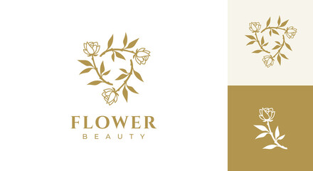 rose logo vector illustration, luxury rose flower logo template