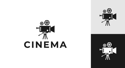 cinema logo vector illustration, film camera logo template