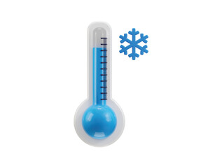 3d thermometer icon with ice symbol concept of cold temperature vector icon illustration