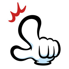 手袋をした手で正面に指差しのポーズをするイラスト