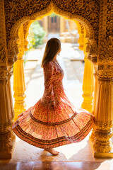 Woman on vacation in India - 744688619