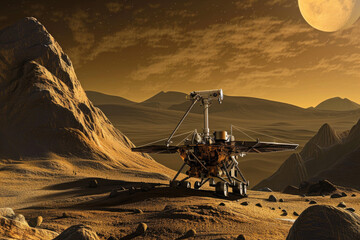 A probe exploring the surface of Mars