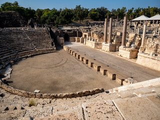 ruins of ancient city, The ancient city of Beit She'an Scythopolis in the Jordan Valley, Israel.