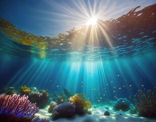 Fototapeta na wymiar 水中写真 キラキラとした美しい光が差し込む水中
