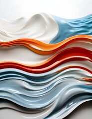 Smooth waves of water shapes on white background Generative AI