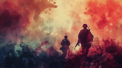 Guerre, paix et libert&eacute;, aquarelle, arri&egrave;re plan conceptuel, ia g&eacute;n&eacute;rative