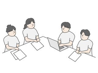 会議をする介護スタッフ　