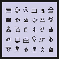Fototapeta premium Marketing black Line Icons silhouette Set