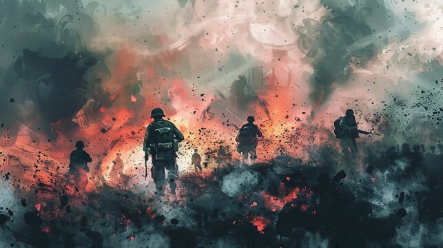 Guerre, paix et libert&eacute;, aquarelle, arri&egrave;re plan conceptuel, ia g&eacute;n&eacute;rative