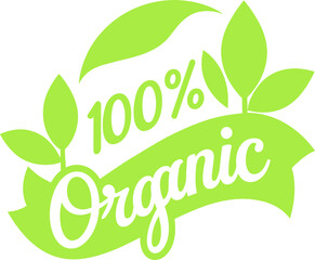 100 percent organic product label, badge, stamp, banner
