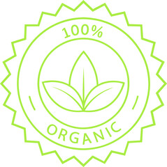 100 percent organic product label, badge, stamp, banner
