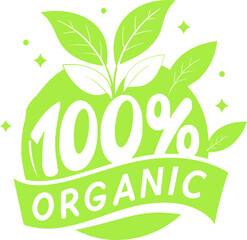 100 percent organic product label, badge, stamp, banner