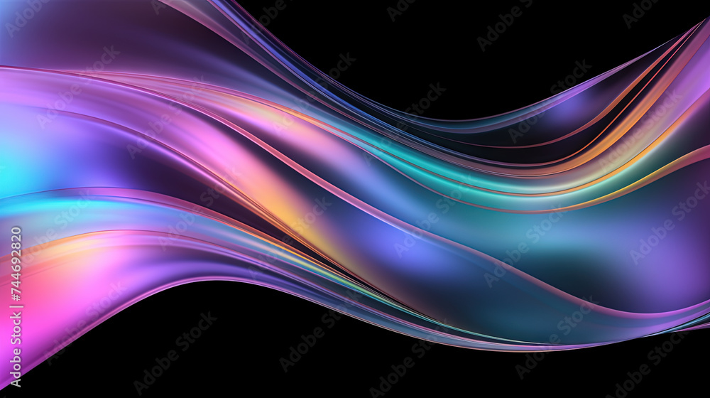 Poster vibrant abstract waveform with fluid motion and colorful gradients.