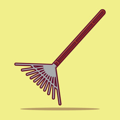 Vector drawing of a Rake isolated on a white background accompanied by an illustration.