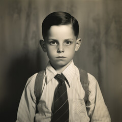 Obraz premium Vintage school photo, young boy.