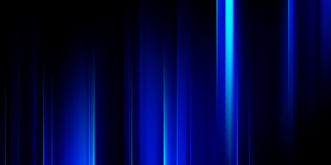 Acceleration speed motion on night road. Light and stripes moving fast over dark background. Abstract blue Illustration.