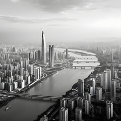 Fusion of Tradition and Modernity: Breath-Taking Aerial View of Inspiring Guangzhou Cityscape Against the Canvas of The Sky