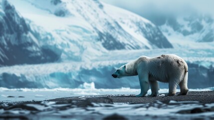 Arctic Sentinel: Lone Polar Bear Watch. Generative AI