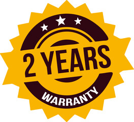 2 years Warranty rubber stamp label, warranty badge