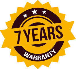 7 years Warranty rubber stamp label, warranty badge