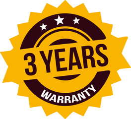 3 years Warranty rubber stamp label, warranty badge