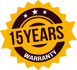 15 years Warranty rubber stamp label, warranty badge