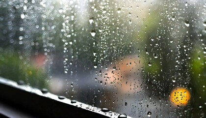 雨の日の水滴がついた窓_01