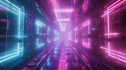 Retro cyberpunk style background. Sci-Fi background. Neon light grid landscapes. 80s, 90s. banner design. city and skyscrapers with neon futuristic technology background 
