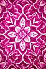 Fototapeta na wymiar Abstract magenta colored traditional motif tiles wallpaper floor texture background banner