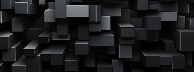 Abstract black 3d square blocks background