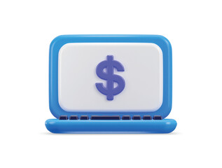 laptop with dollar icon concept of online payment system icon vector illustration