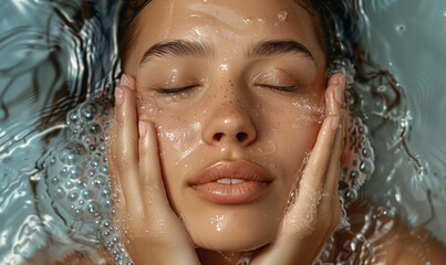 woman in shower with amazing skincare and soft water and light