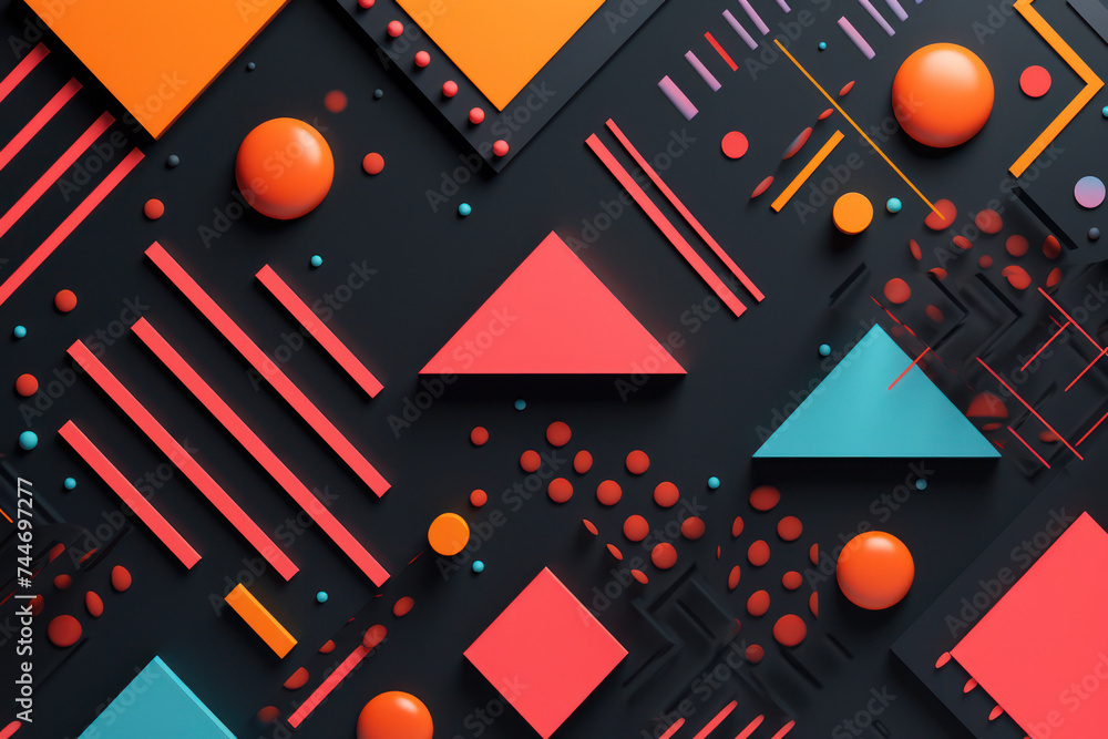 Poster abstract geometric graphic design: modern pattern with colorful shapes